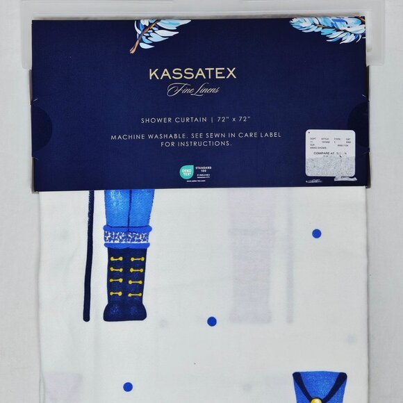Kassatex Fine Linens Nutcracker Shower Curtain 72" X 72" White & Blue Polyester - Picture 3 of 3